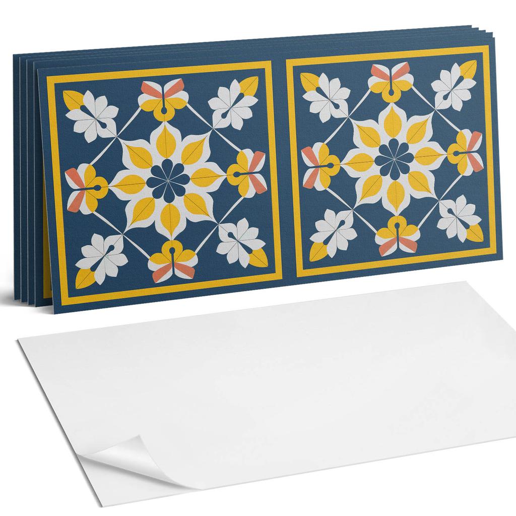 Zestaw Kafelków Pcv Z Dekorem Do Kuchni Lub Łazienki Kwiatowy Wzór W Symetrii 6X60X30 Cm
