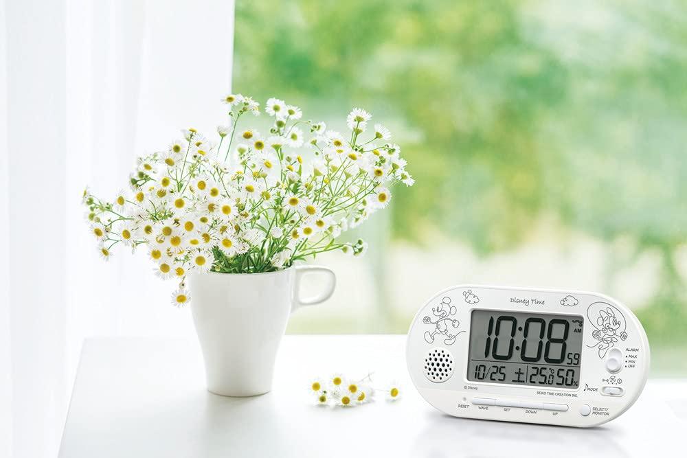 SEIKO Alarm Clock Disney Time Digital Radio Controlled White FD482W Japan Import Authentic JDM