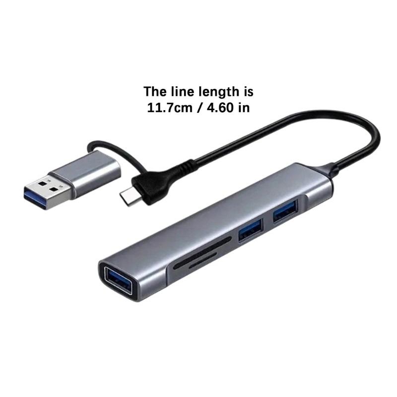 5-в-1 USB+Type C Многофункциональный Алюминиевый Адаптер-Кардридер Порт USB3.0 Для Принтера Мыши Клавиатуры Функция Расширителя