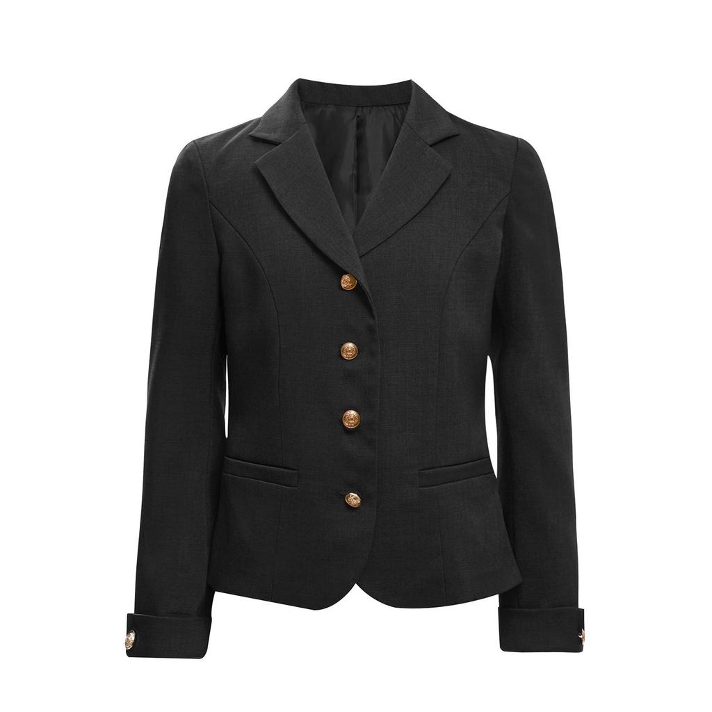 Пиджак для девочек, школьная форма, лацканы, длинный рукав, на пуговицах, карманы, блейзер, топ