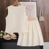 Комплект одежды для девочек 2025 года, летний детский жилет без рукавов, повседневная короткая юбка, комплект из двух предметов