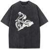Bicycle Riding Printed Men's T-Shirt Cotton O-Neck Washed T-Shirt Novelty Casual Loose Bleach T Shirt