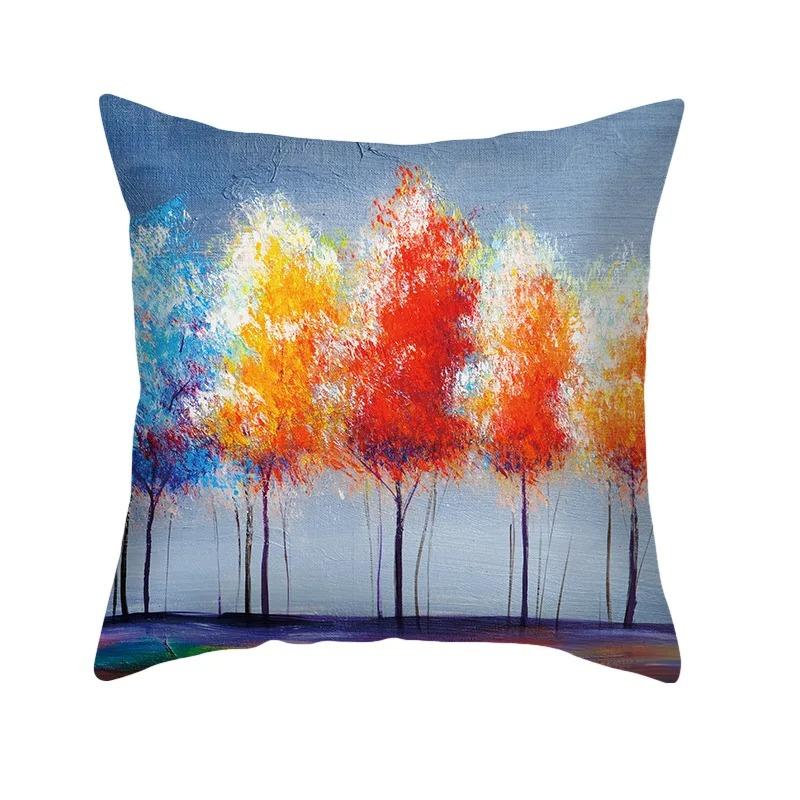 Pillowcase Sofa Living Room Colorful Tree Cushion Cover Home Decoration Tree Landscape Pillowcase