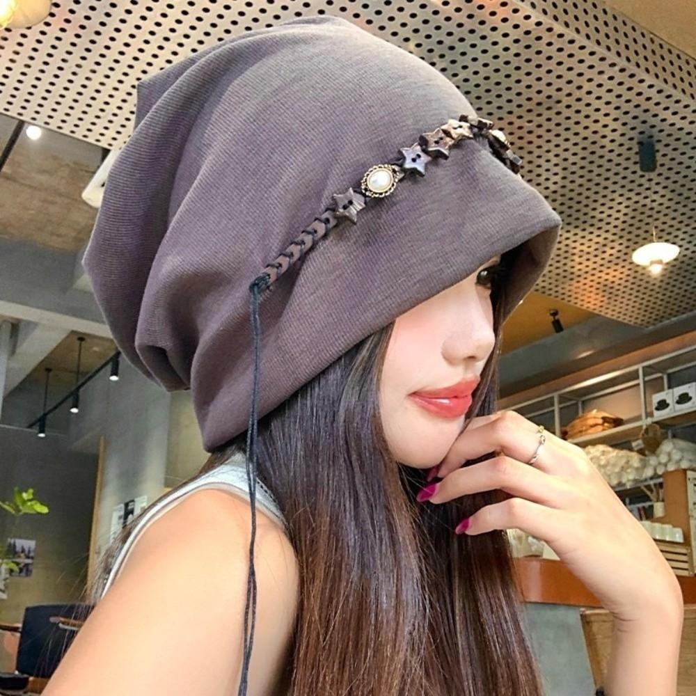 Vintage Beanies Cap Ethnic Style Pullover Hats Fashion Y2k Baggy Cap Women