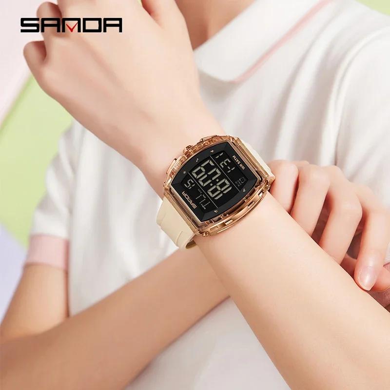 SANDA Sports Men's Digital Watches Waterproof Alarm Stopwatches Man Wristwatches Silicone Strap Military Big Dial Watches