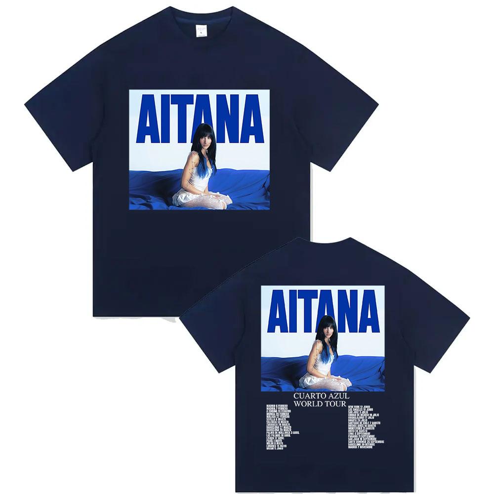 Singer Aitana Cuarto Azul World Tour 2025 Graphic Tshirt for Unisex and Women Retro Fashion Summer Print 100 Pure Cotton Tshirt