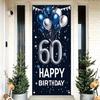 10th Birthday Door Cover Decoration 71 x 35 Inch Blue and Silver Balloon Banner for Tenth Birthday Party Supplies Happy 10 Years Old Photo Booth