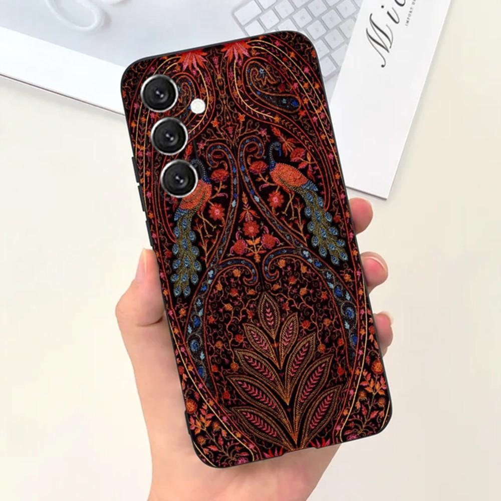 Чехол для телефона с цветочным узором в персидском стиле для Samsung S25, S24, S21, S22, S23, S30, Ultra, S20, Plus, Fe, Lite, Note, 10, 9, 5G Черный чехол