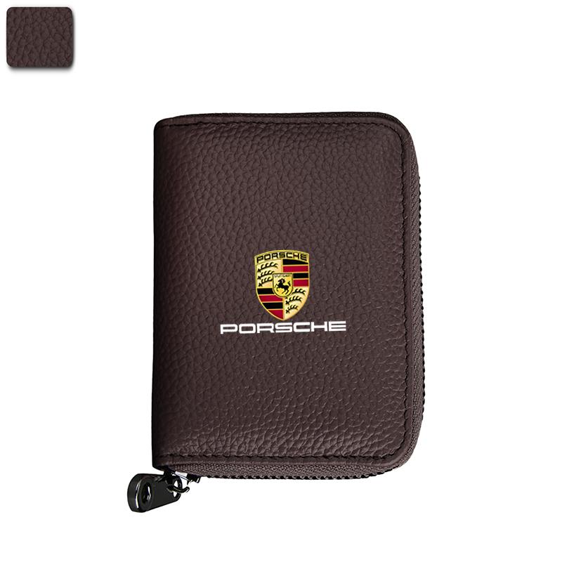 Car Leather Link Certificate Package Auto Driving Documents Wallet For Porsche Cayenne Panamera Macan 911 718 Taycan Boxster 918 IK8
