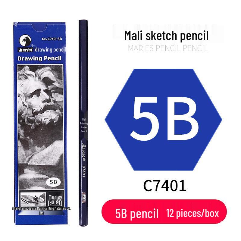 Mali Student Sketching & Drawing Pencil Set: Includes 2B, 4B, 14B soft, medium, hard, and charcoal pencils ideal for art exams.