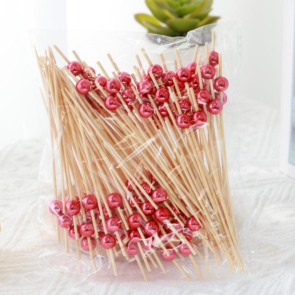 100pcs Versatile Bamboo Food Picks Disposable Fruit Sticks Decorative Dessert Sticks  Wedding Party