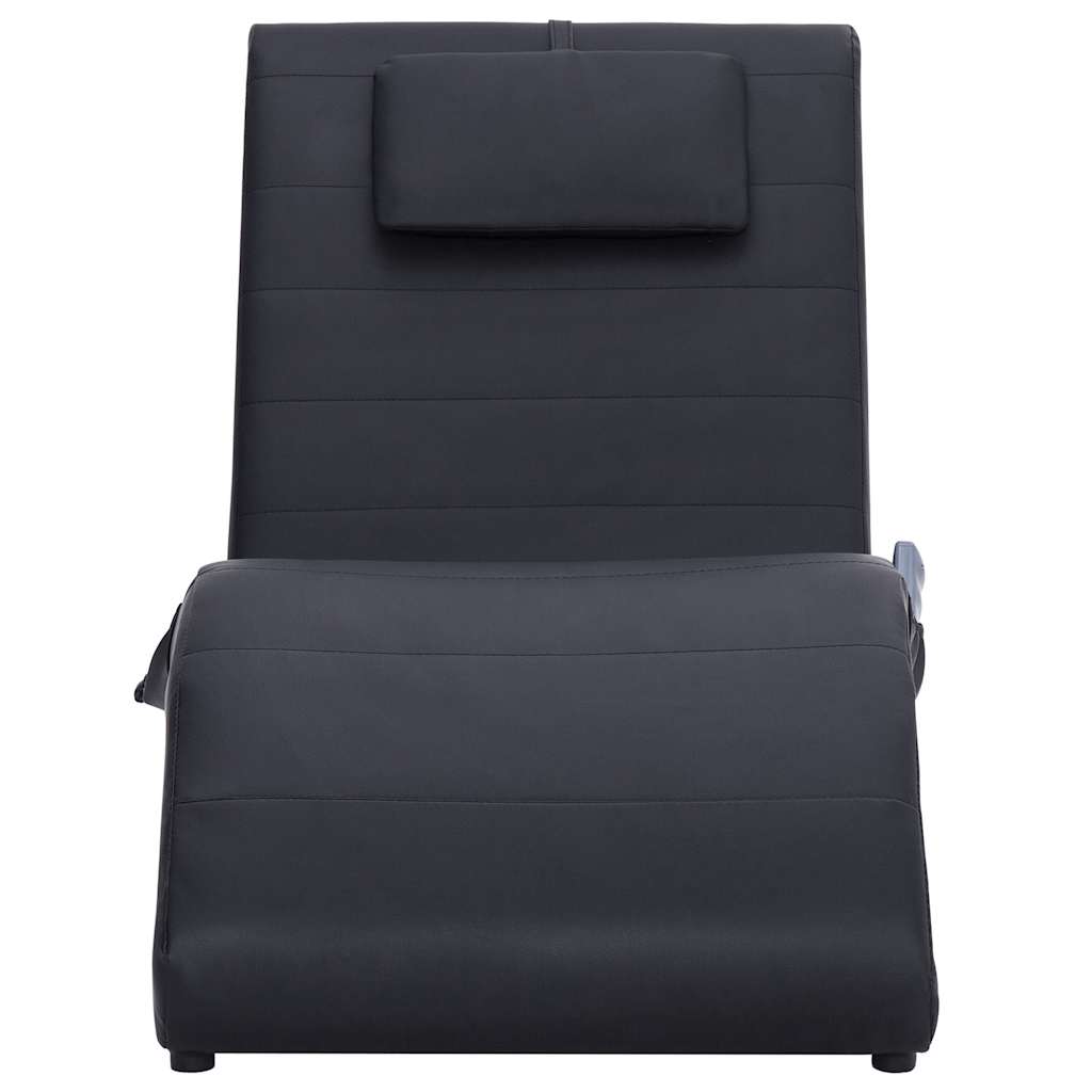 Massage Chaise Longue with Cushions Black Faux Leather