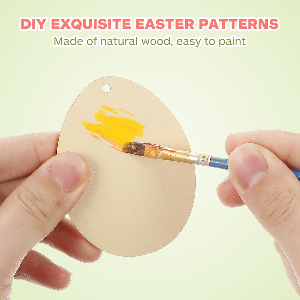 20Pcs Easter Wooden Egg Shape Pendants Smooth Surface DIY Hanging Decor Holiday Party Adornments Home Festival Garden Decoration