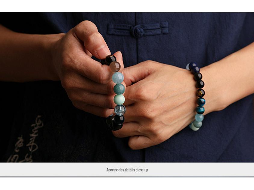 Браслет Five Elements Blue Crystal Aquamarine: Ювелирный подарок для мужчин и женщин, восполняющий запасы воды