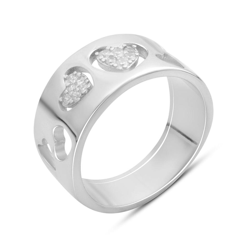 Серебряное кольцо с фианитами, вес изделия 6,3 гр (2181231)