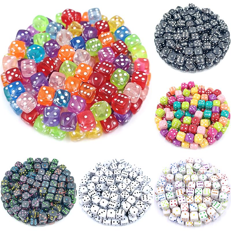 Квадратные бусины в форме кубиков, разноцветные точки для изготовления ювелирных изделий своими руками, подвески, акриловые бусины-разделители, 20 шт., 8 мм, браслет, ожерелье, аксессуары, бусины
