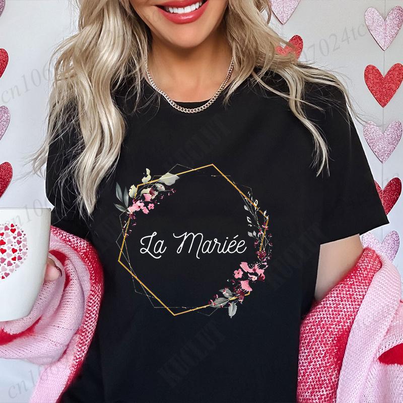 EVJF Future Bride Tshirt French Bridal Wedding Team Bride Tops Unisex Bachelorette Hen Party Tshirt Floral Bridesmaid Tees