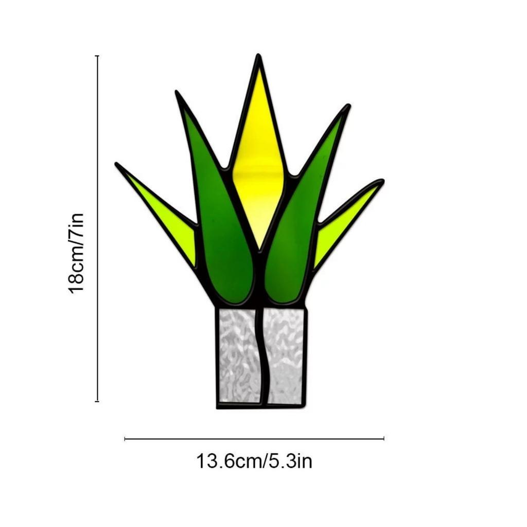 Cactus Decor Stained Glass Sun Catcher Succulent Plant Agave Cacti Suncatcher Desk Countertops Windowsill Shelf Christmas Decor Plant Lovers