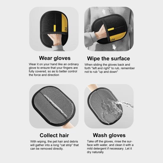 Электростатическая перчатка для удаления шерсти домашних животных, двухсторонние перчатки для ухода за кошками и собаками, многоразовая перчатка для удаления шерсти с дивана, мебели, ковров, автомобильных сидений