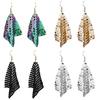 Women Sequins Mesh Dangle Drop Hook Earrings Club Evening Party Jewelry