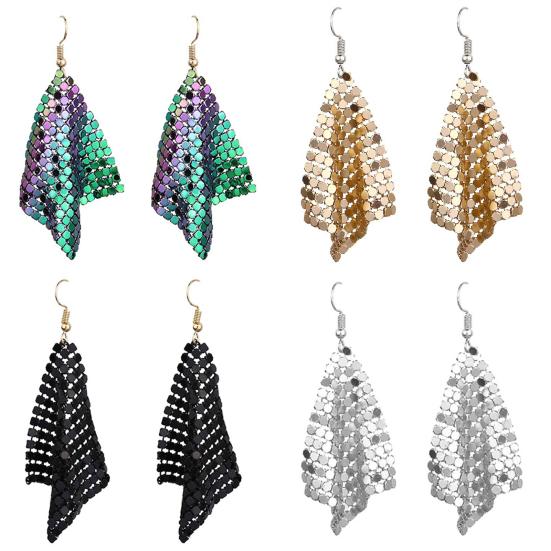 Women Sequins Mesh Dangle Drop Hook Earrings Club Evening Party Jewelry