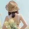 Женская соломенная шляпа с кружевным бантом, летняя шляпа с защитой от солнца, модная складная шляпа