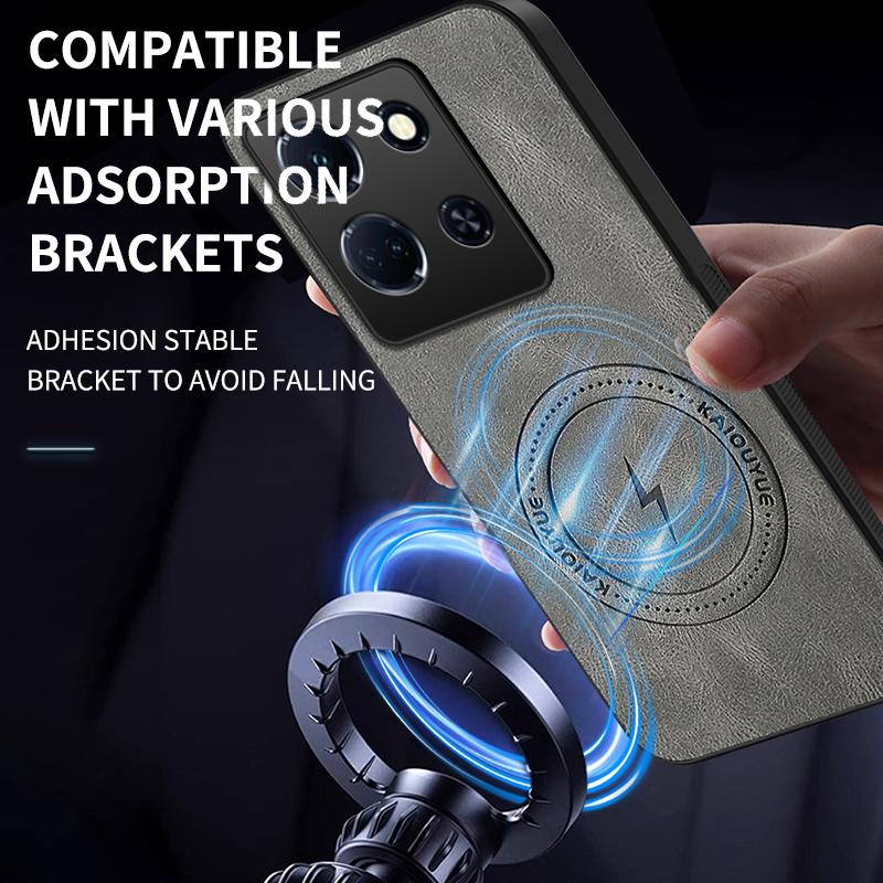 Infinix Note 30 Pro Роскошный кожаный чехол с всесторонней защитой и совместимостью с MagSafe