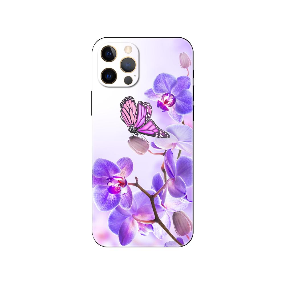 Чехол для телефона Orchid Flowers Colorful для iPhone 5 5s 2020se 6 6s 7 8 plus x 10 XR XS 11 12 13 mini pro MAX черная задняя крышка из ТПУ