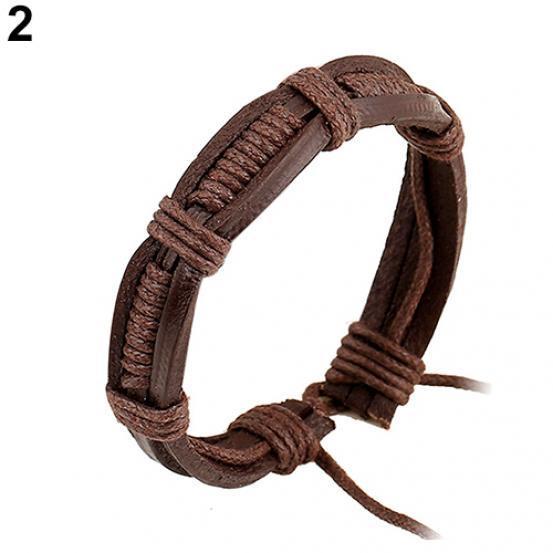 Женский и мужской классический вязаный кожаный браслет-манжета, браслет в стиле панк, ювелирные изделия