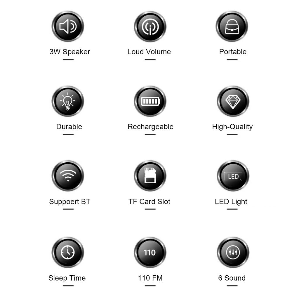 HRD-700 AM FM-радио Музыкальный плеер Портативный прием сигнала Перезаряжаемый динамик BT Панк Ретро-арт