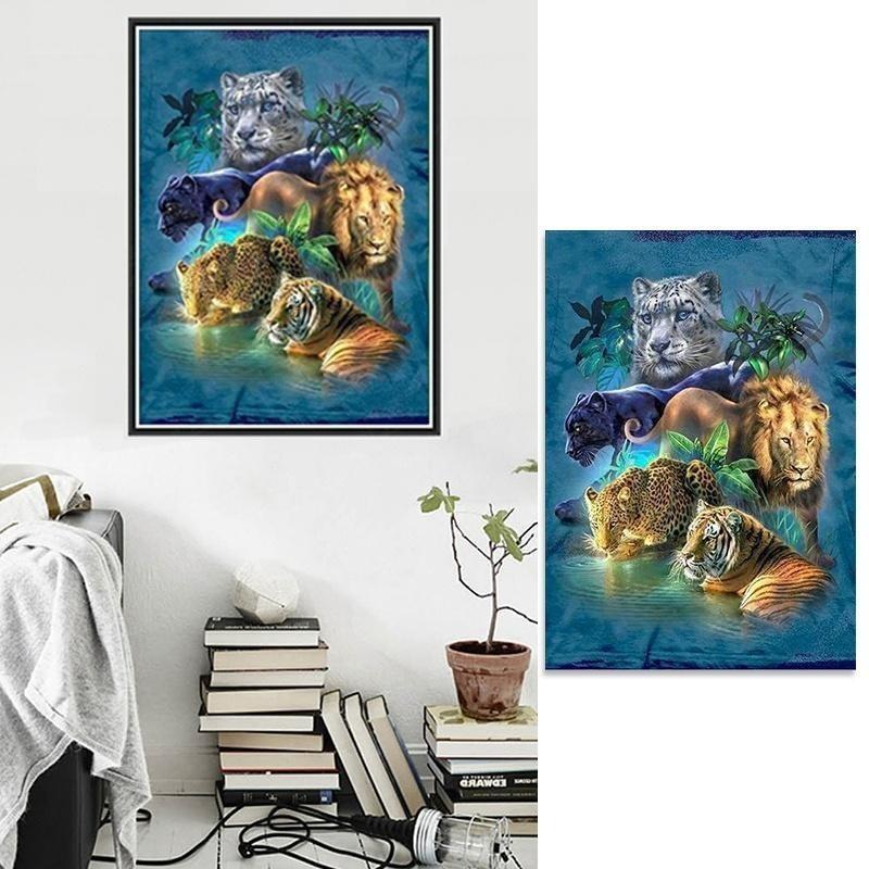 Изысканная алмазная мозаика 30x40 см «Четыре Святых Зверя» Полная засыпка Холст