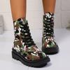 Fashion 2024 Winter Women's Shoes Mid-calf Women's Boots Fashionable Color Matching Modern Lace-up Boots Women's Brand Fashion Boots