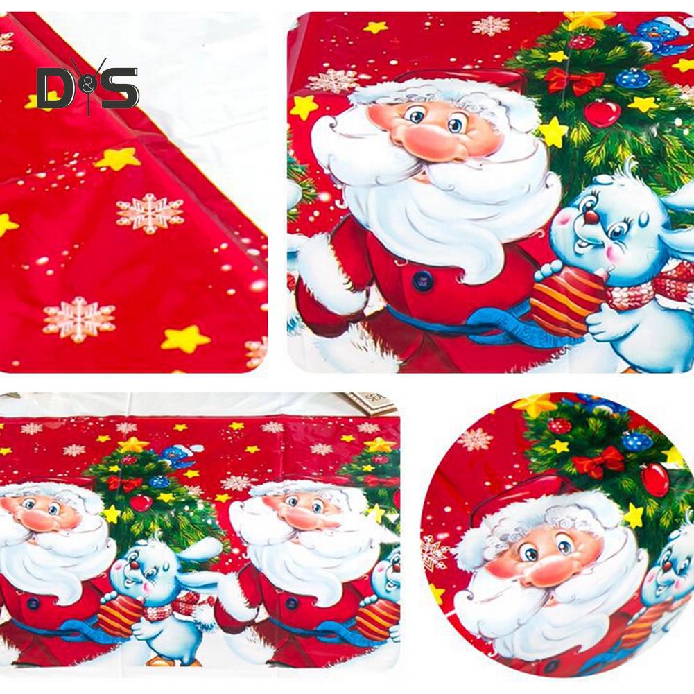 Санта-покрытие для стола, скатерть, подушка, коврик из ПВХ, водонепроницаемый декор для вечеринки