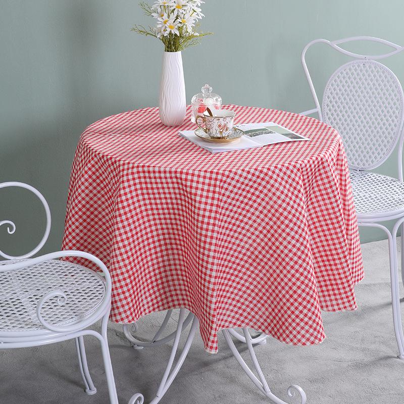 Круглая Скатерть Хлопок Лен Клетчатая Скатерть Маленькая Свежая Круглая Скатерть Скатерть для Кофейного Столика Скатерть для Кофейного Столика