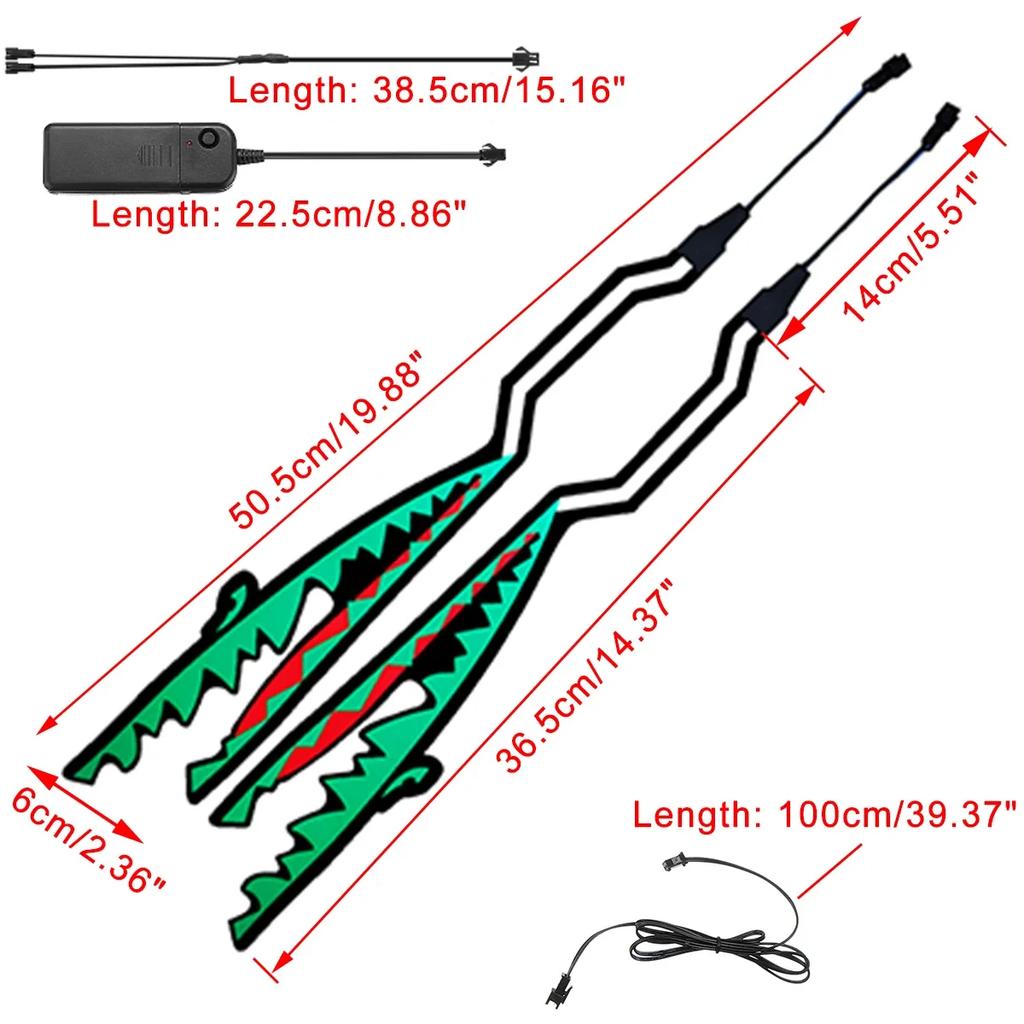 2 в 1 2 шт. светодиодная полоса для мотоциклетного шлема в стиле акулы, светящаяся ночью модифицированная наклейка