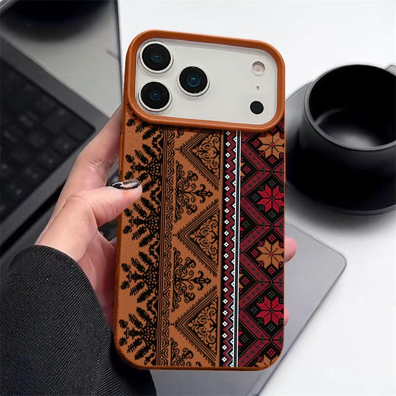 Винтажный чехол для телефона из ТПУ с узором тотема для iPhone 17 16e 16 15 Pro Max 14 13 12 Pro Max 11 Air Мягкая кожаная текстура Силиконовый чехол