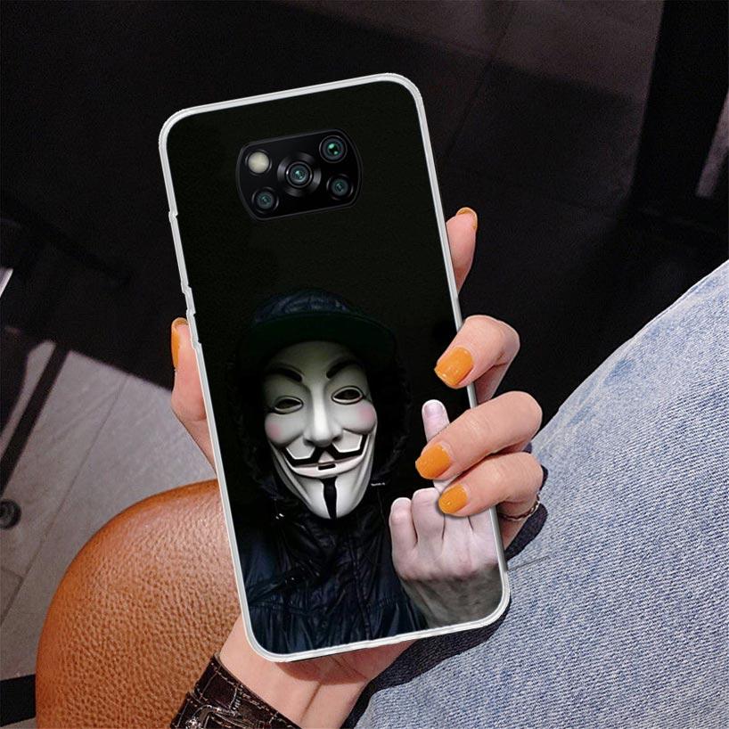 Анонимный чехол-маска V для телефона Xiaomi Poco X7 X6 X5 Pro F7 Ultra Redmi 15C 15 13C 13 12C 12 10 10A 10C 9 9A 9C 9T Обложка Poco X7