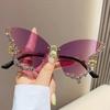 New Fashion Cycling Butterfly Sunglasses for Women UV Protection Vintage Car Metal Rimless Sunglasses Eyewear Decorations