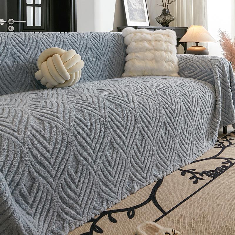 Кремовый ветрозащитный плюшевый диванный чехол «все включено» универсальный осенне-зимний утолщенный диванный чехол простой диванный чехол плед