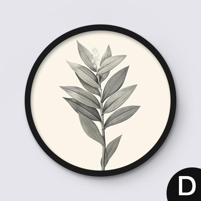 Скандинавская картина на холсте, черно-белое растение, круглый декоративный постер, простой современный подвесной и ресторан, скандинавское настенное искусство