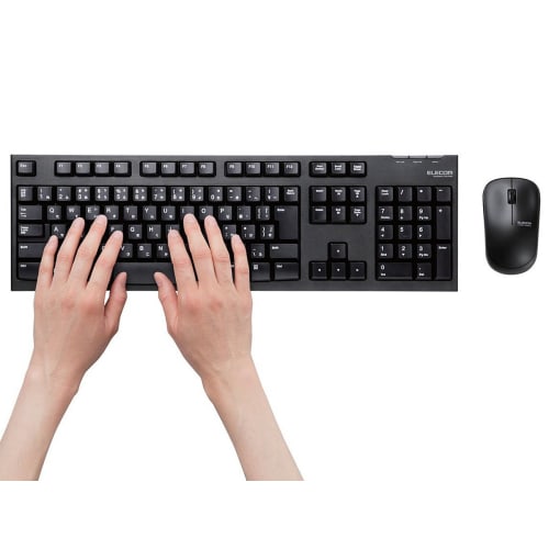 ELECOM Keyboard [Mouse Set] Wireless (Receiver Included) Membrane Full Keyboard 10 Million Times Durable Compatible with PlayStation 4 Black TK-FDM063