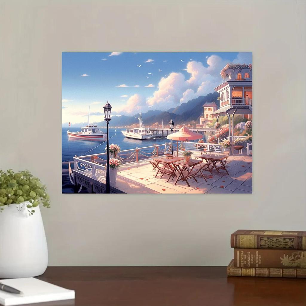 Рамка для рисования по номерам, пейзаж, искусство, сделай сам, картина по номерам, гавань, пейзаж, акриловый холст, подарок для домашнего декора, 40x50 см