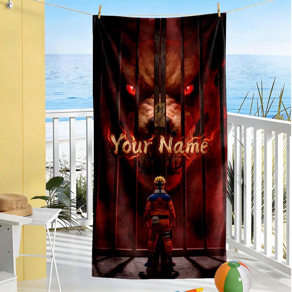 Naruto Character Customize Your Name Beach Towel Soft Durable Quick-Dry Suitable for Swimming Gym Camping Yoga Vacation