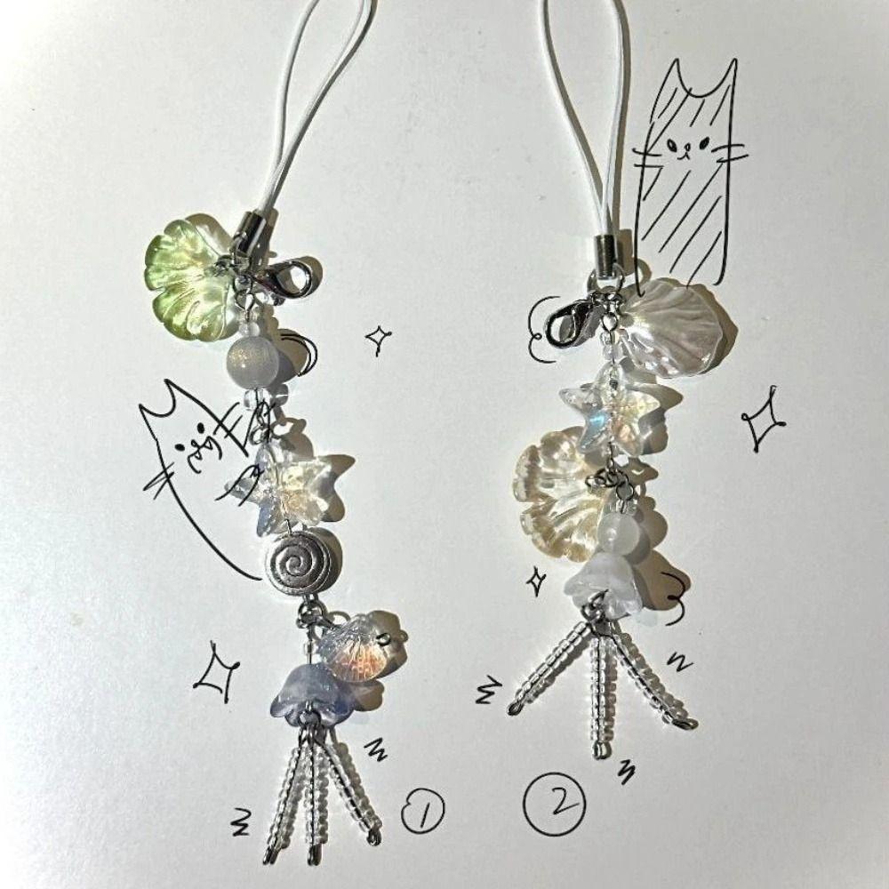 Ocean Style Jelly Fish Pendant Cellphone Strap Mobile Phone Chain Y2K Phone Lanyard Bag Keychain