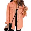 Women's Fashion Denim Shirt Jacket Milled Hem Button Casual Long Sleeve Jacket