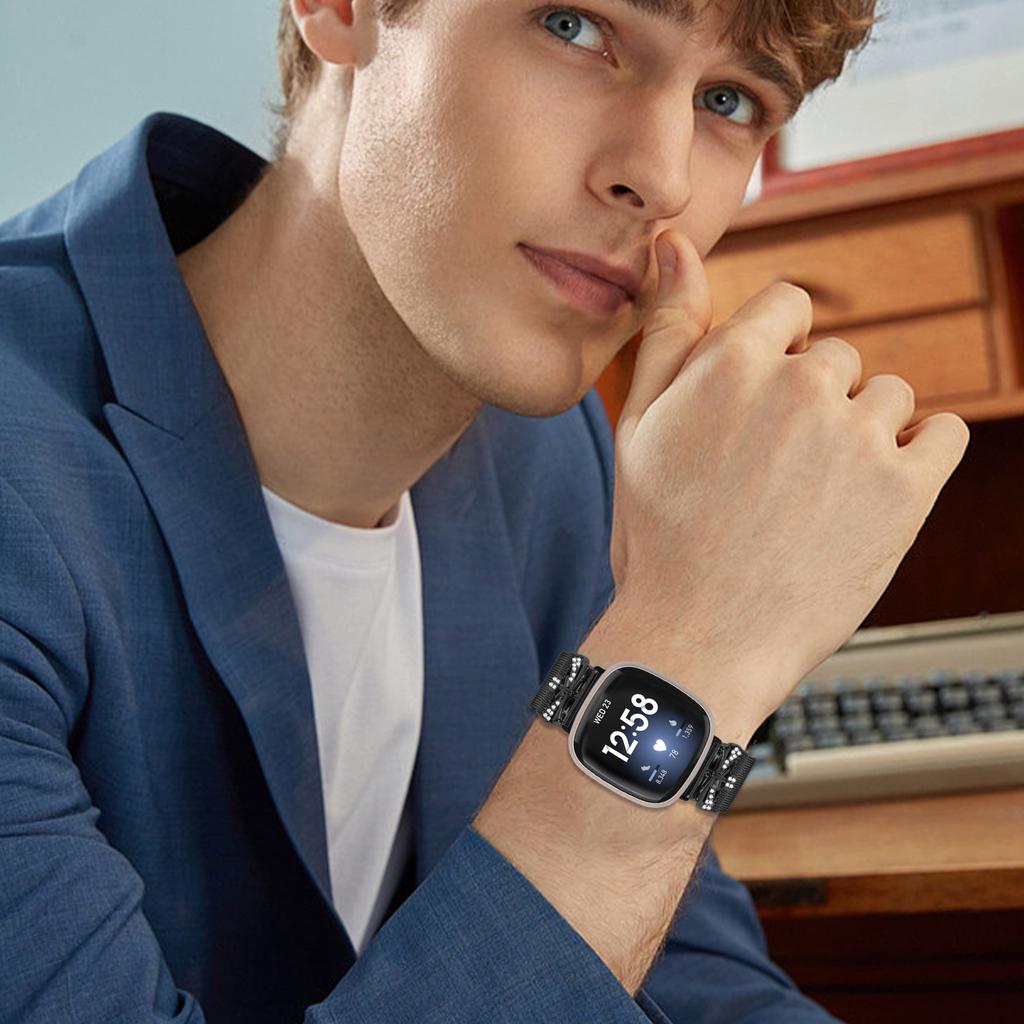 Metal Strap for Fitbit Versa 3/Sense Milanese Watch Band Butterfly Decor Electroplating Color