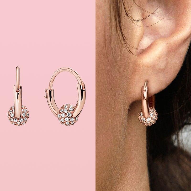 Новые серьги-кольца из стерлингового серебра 925 пробы с блестящими бусинами для женщин, серьги-подвески, серьги-подвески, ювелирные украшения Joyas