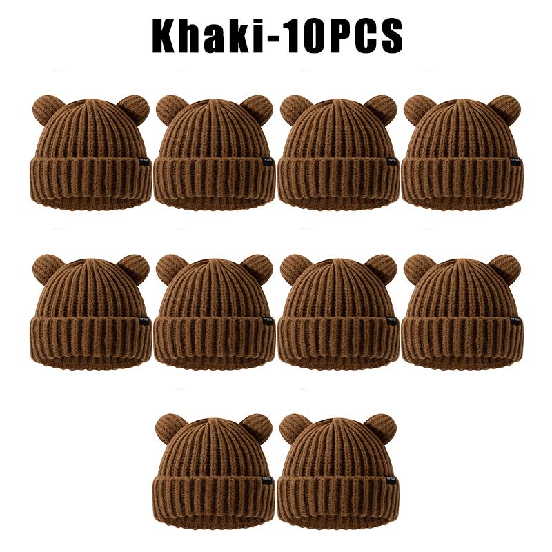 Women Chunky Bear Ear Knit Hat 2025 Korean Loose Slouchy Winter Cap Faux Fur Ears Thermal Ear Flap Beanie