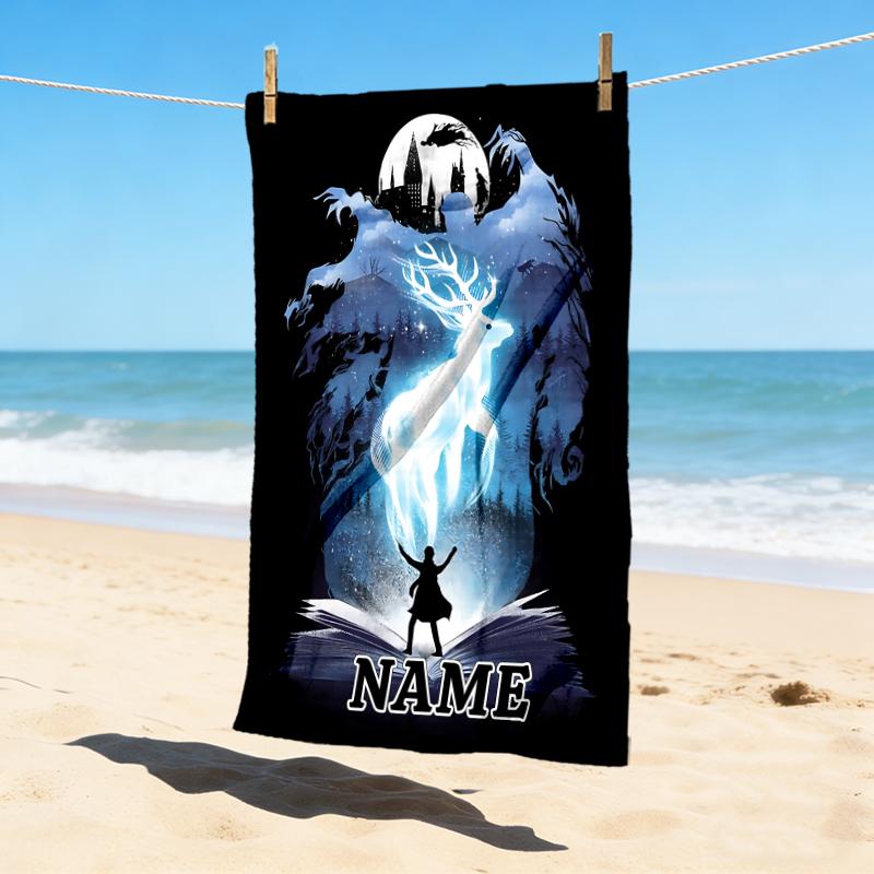 Custom Name Eagle Symbol Stylish Digital Printing Beach Towel Quick‑Drying Absorbent Blanket for Beach Pool Gym Travel