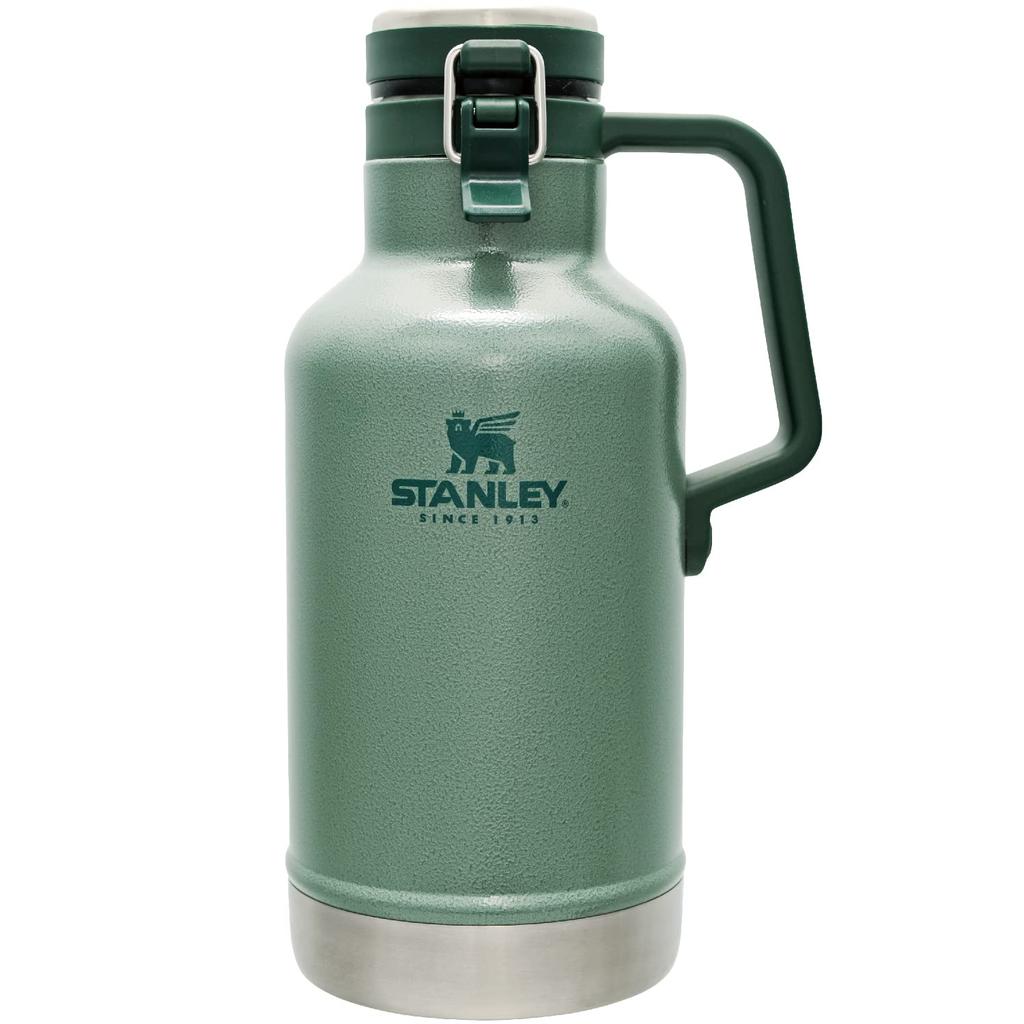 STANLEY Classic Vacuum with Ice Keeps Carbonated Drinks and Beer Ideal for Dishwasher Warranty Japanese Growler, 1.9L, Green, Container, Cold,